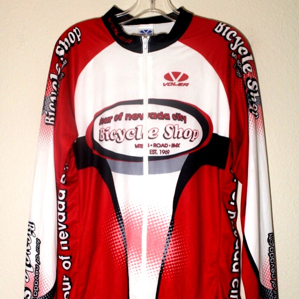 VOLER Unisex Cycling Jacket White Red Tour Of Nevada City Size-XL